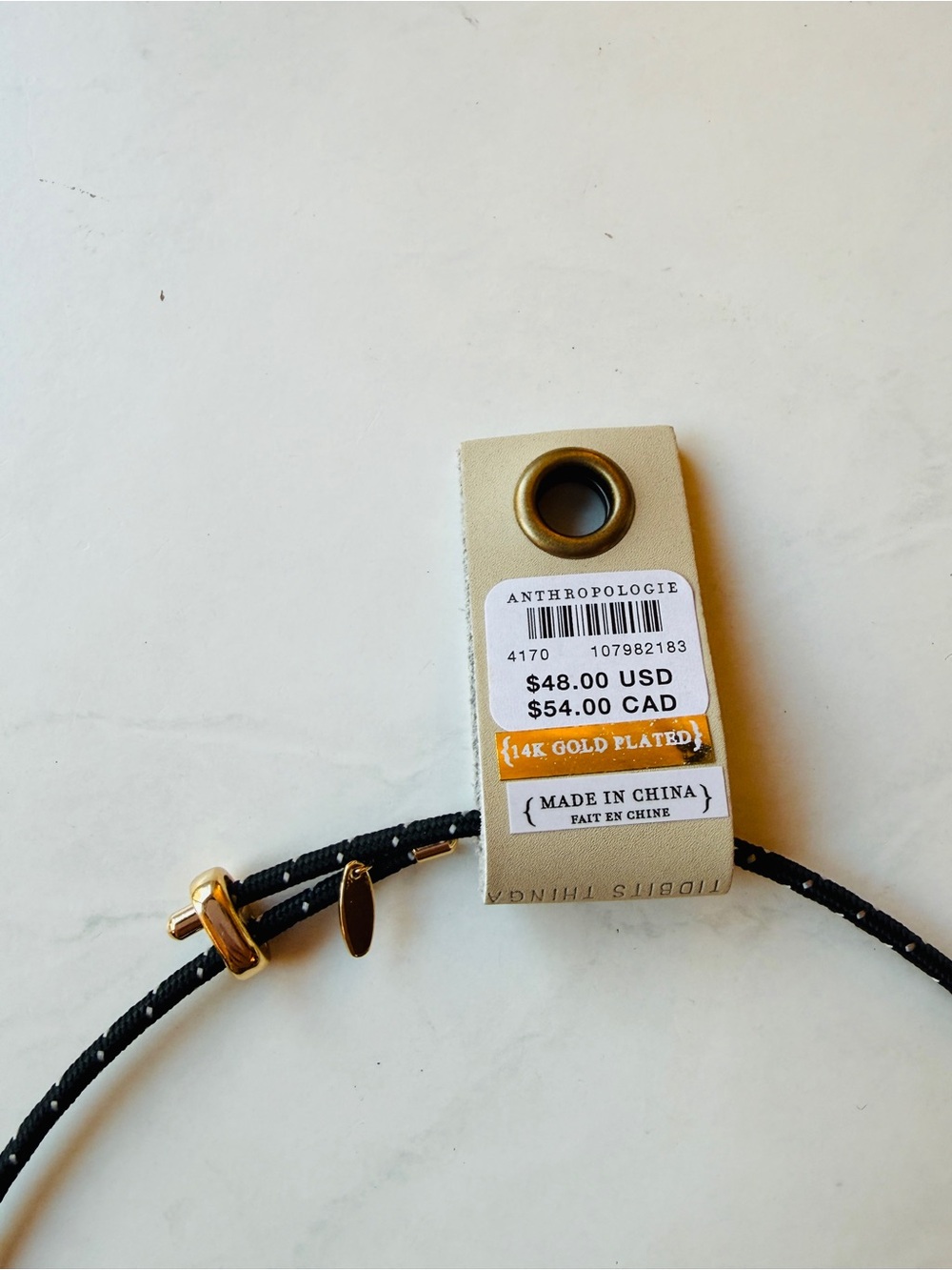 NWT Anthropologie Adjustable Corded Crystal Pendant Necklace, Black - Picture 7 of 8